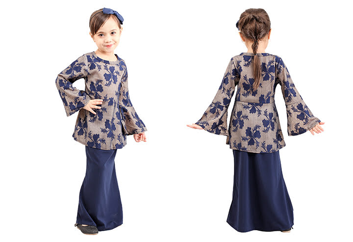 QA-421 Lovely Kids Baju Kurung Navy Blue