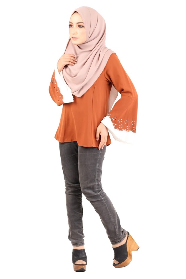 QA-423 Women Blouse Collection Brown