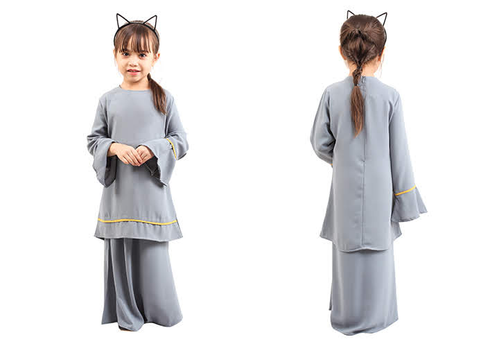 QA-426 Kids Modern Baju Kurung Grey