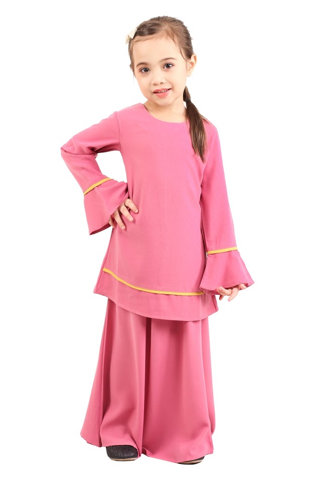 QA-426 Kids Modern Baju Kurung Pink