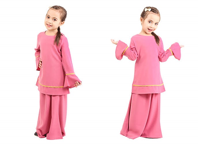 QA-426 Kids Modern Baju Kurung Pink