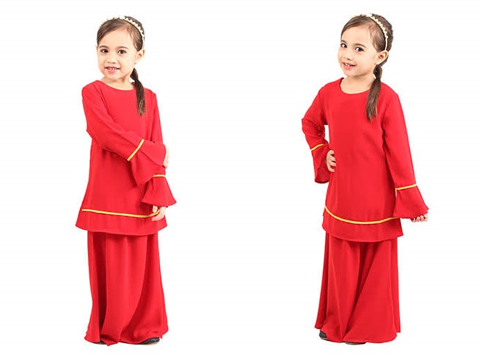 QA-426 Kids Modern Baju Kurung Red