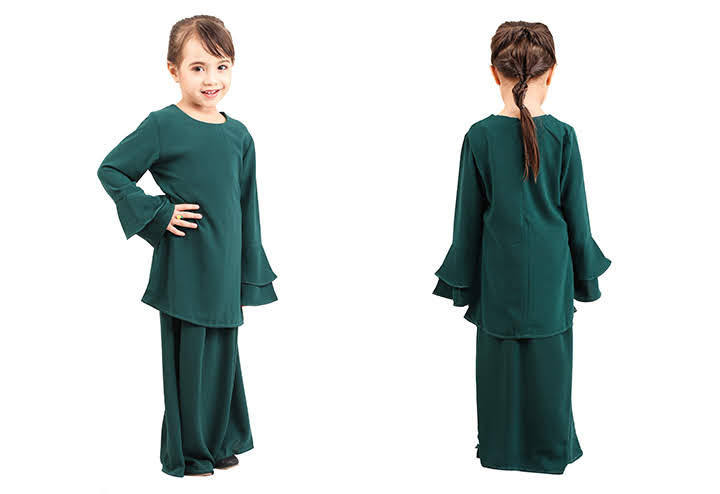 QA-427 Kids Lovely Baju Kurung Green