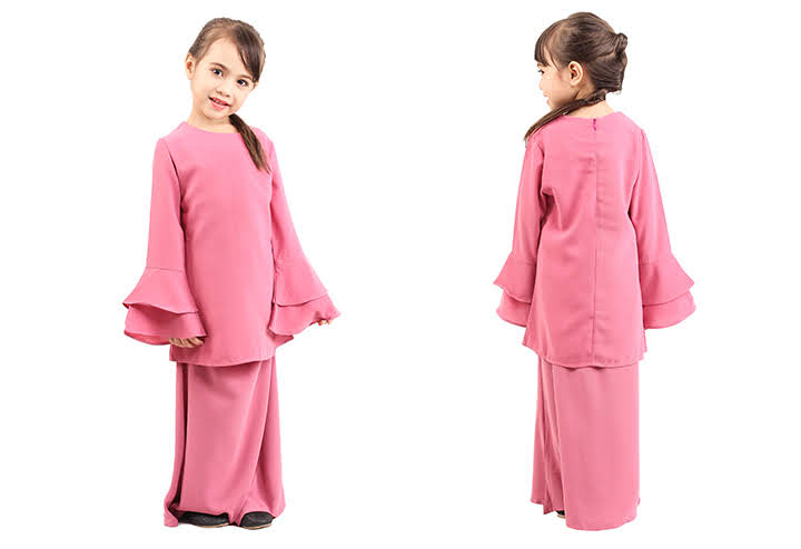 QA-427 Kids Lovely Baju Kurung Pink