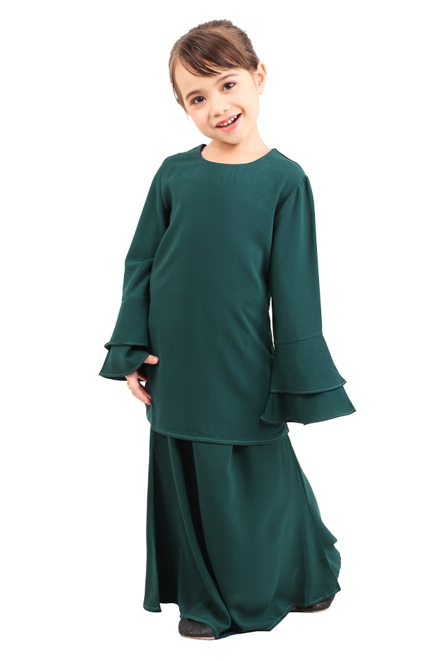 QA-427 Kids Lovely Baju Kurung Green