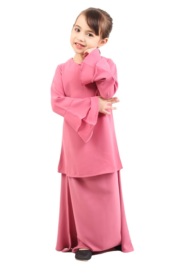 QA-427 Kids Lovely Baju Kurung Pink