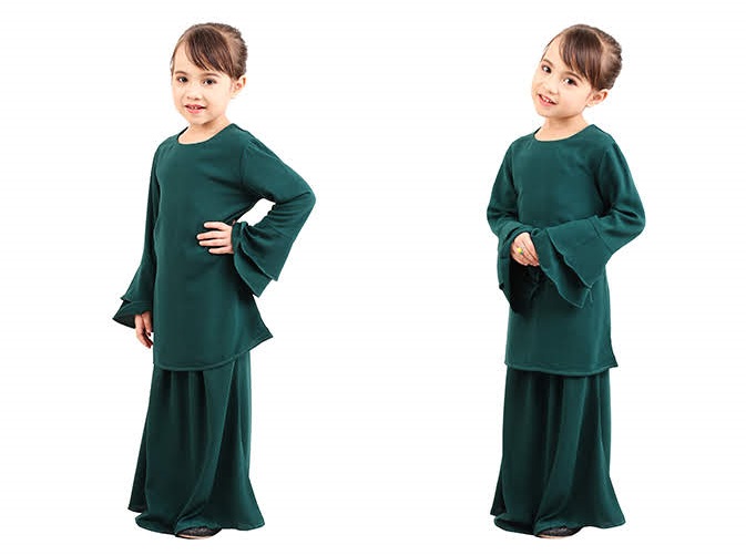 QA-427 Kids Lovely Baju Kurung Green