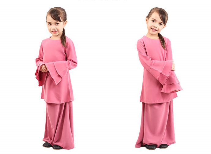 QA-427 Kids Lovely Baju Kurung Pink