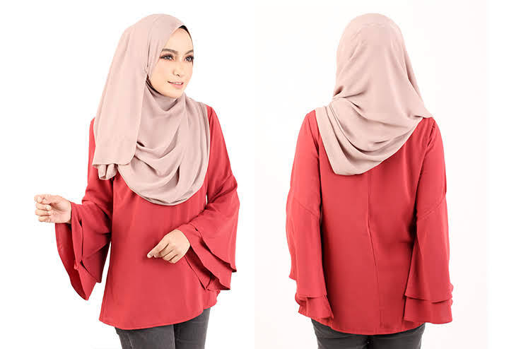 QA-431 Women Flared Blouse Coral