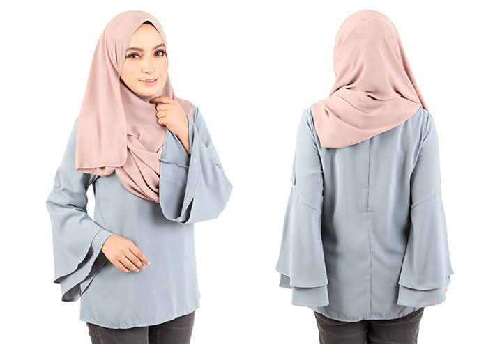 QA-431 Women Flared Blouse Grey