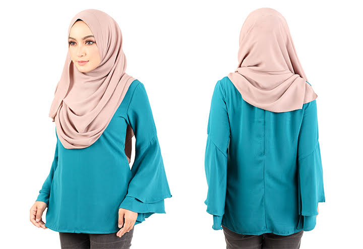 QA-431 Women Flared Blouse Turquoise