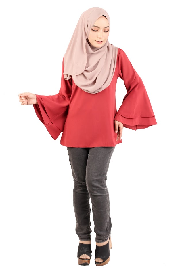 QA-431 Women Flared Blouse Coral