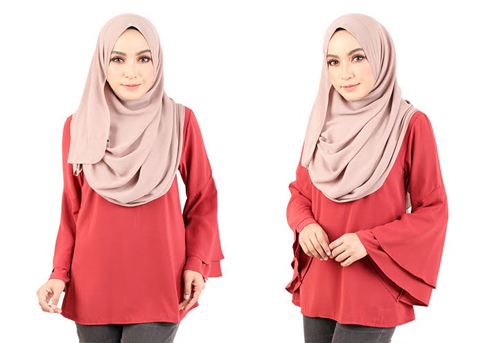 QA-431 Women Flared Blouse Coral