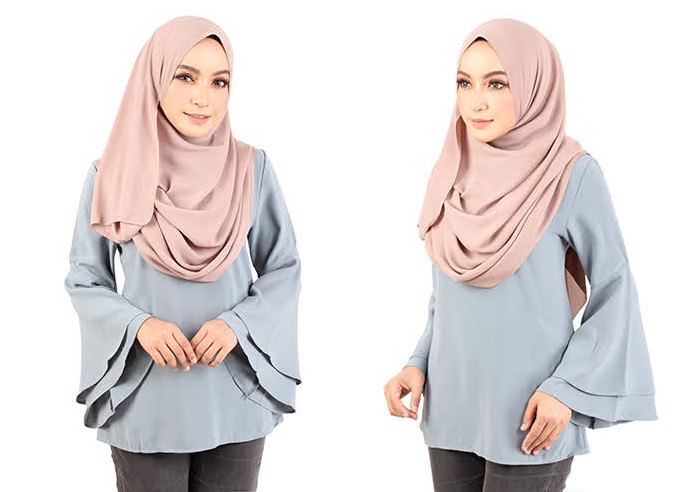 QA-431 Women Flared Blouse Grey