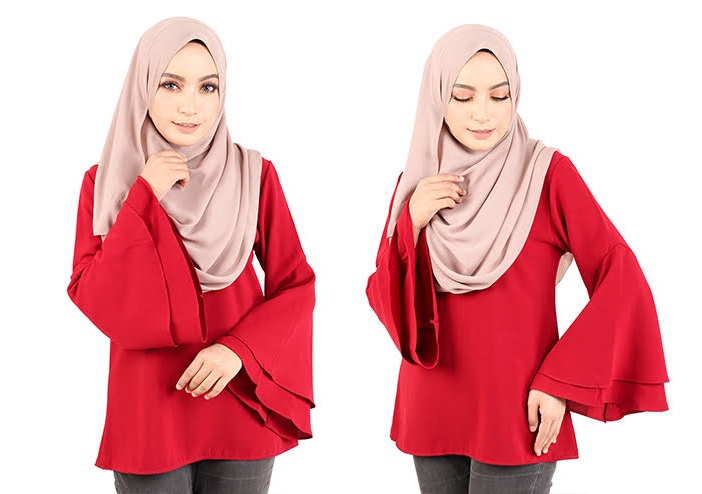 QA-431 Women Flared Blouse Red