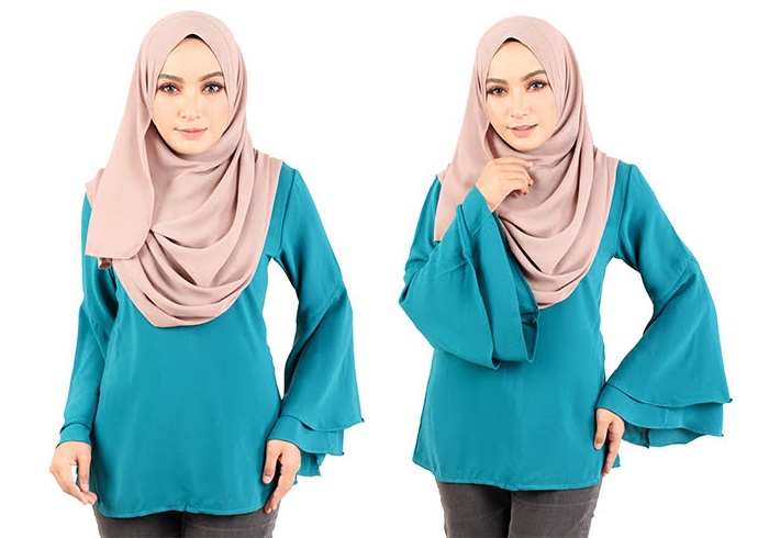 QA-431 Women Flared Blouse Turquoise