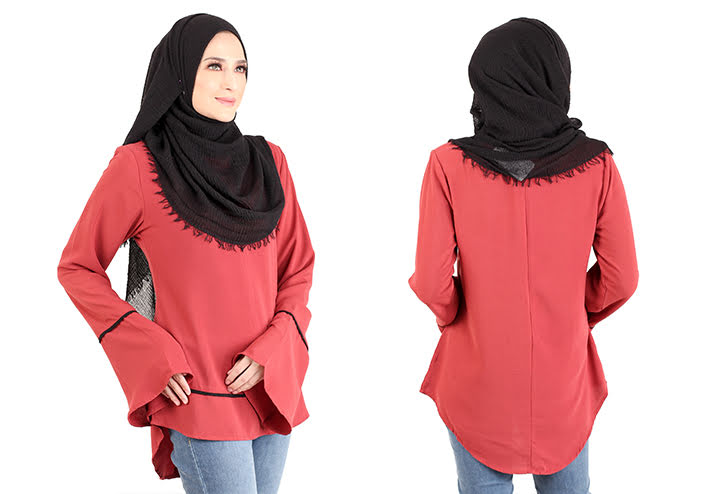 QA-432 Women Muslimah Blouse Coral