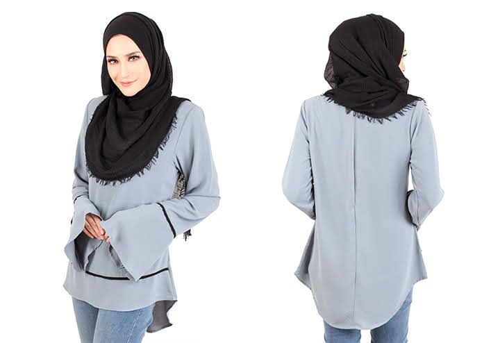 QA-432 Women Muslimah Blouse Grey