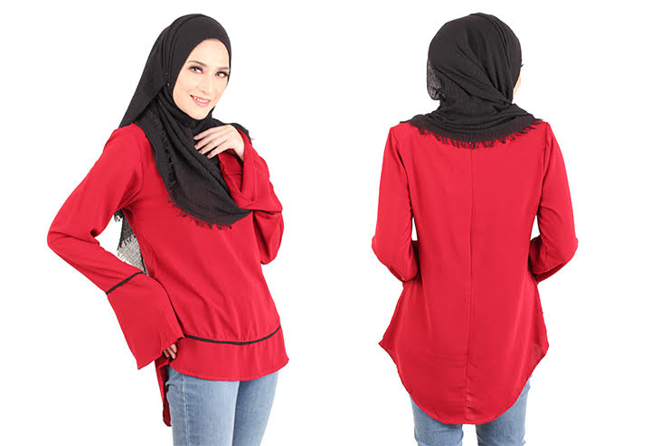 QA-432 Women Muslimah Blouse Red