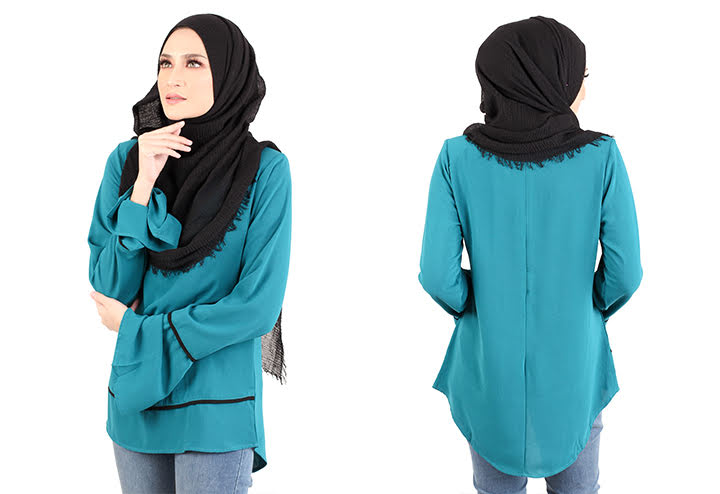 QA-432 Women Muslimah Blouse Turquoise