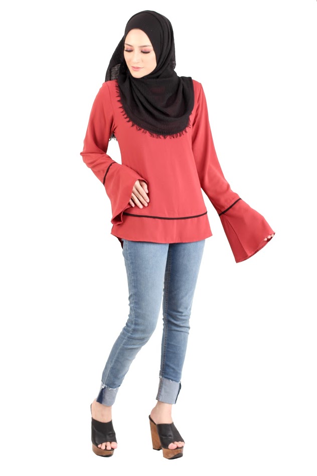 QA-432 Women Muslimah Blouse Coral