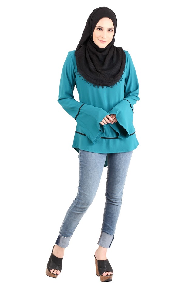 QA-432 Women Muslimah Blouse Turquoise