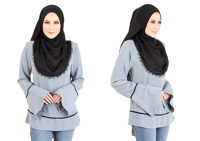 QA-432 Women Muslimah Blouse Grey