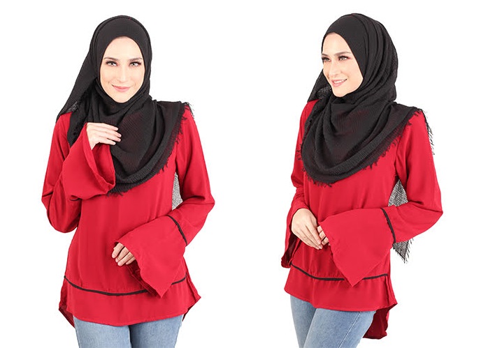 QA-432 Women Muslimah Blouse Red