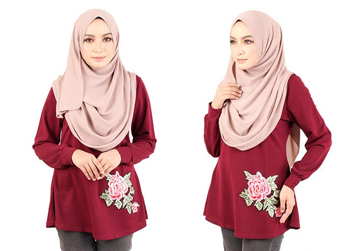 QA-434 Lovely Floral Embroidery Top Maroon