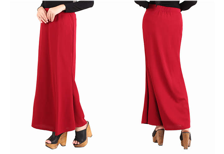 QA-441 Women Flare Maxi Skirt Red