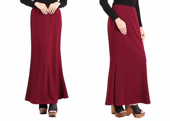 QA-441 Women Flare Maxi Skirt Maroon