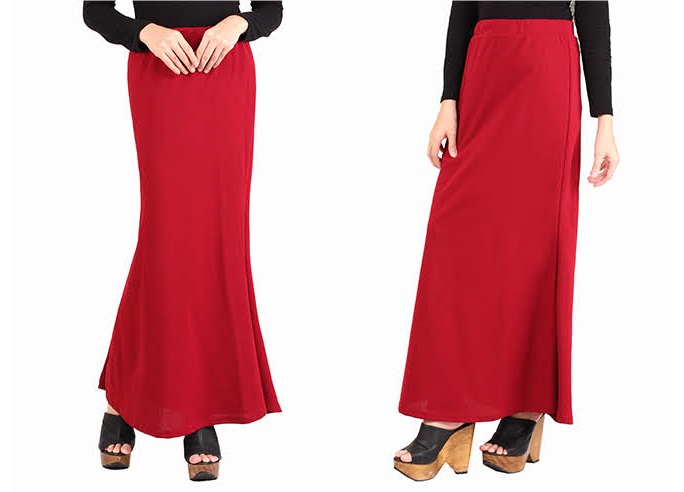 QA-441 Women Flare Maxi Skirt Red