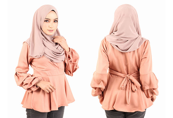 QA-442 Elegant Peplum Top Beige