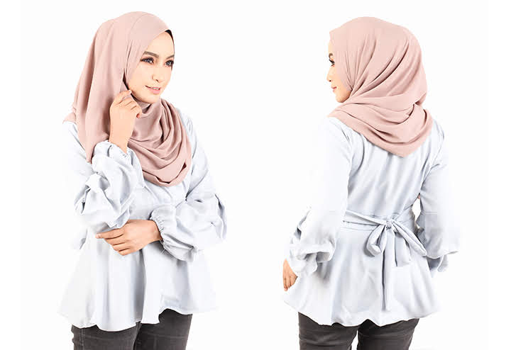 QA-442 Elegant Peplum Top Grey