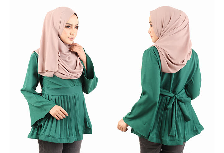 QA-443 Women Peplum Blouse Green