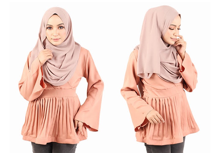 QA-443 Women Peplum Blouse Beige