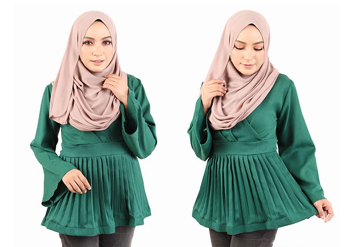 QA-443 Women Peplum Blouse Green