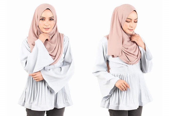 QA-443 Women Peplum Blouse Grey