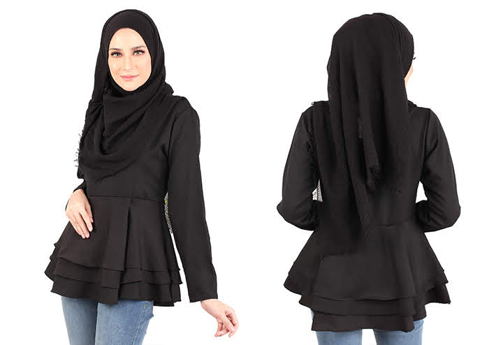 QA-445 Layered Blouse Collection Black