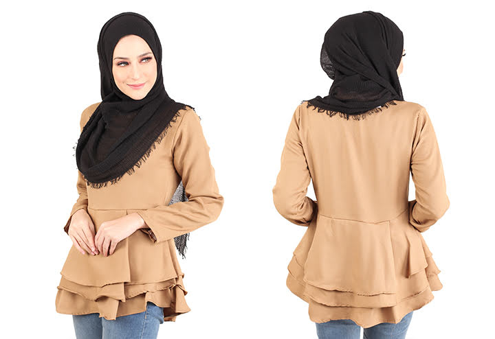 QA-445 Layered Blouse Collection Brown