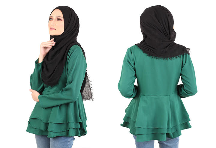 QA-445 Layered Blouse Collection Green