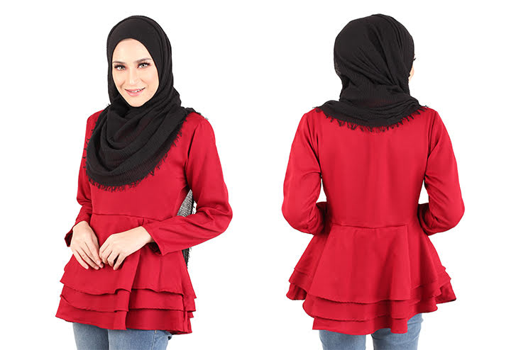 QA-445 Layered Blouse Collection Red