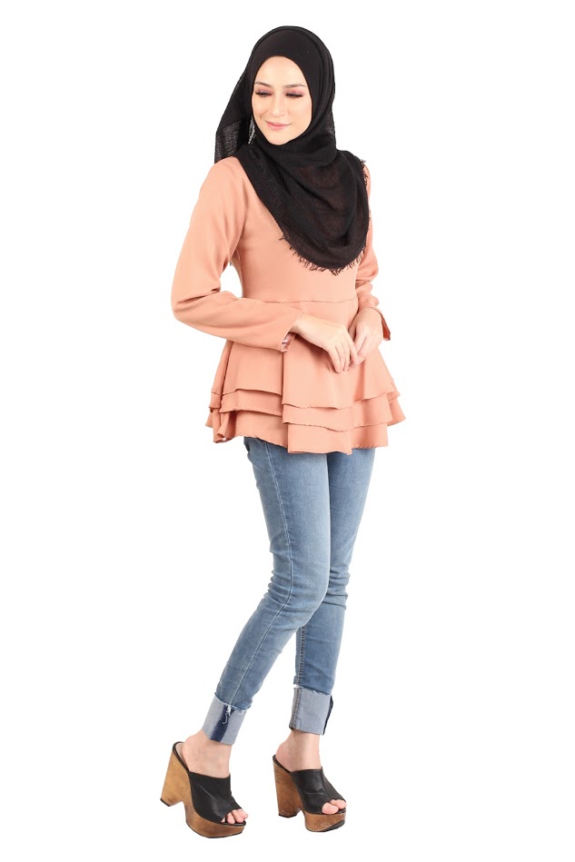 QA-445 Layered Blouse Collection Beige