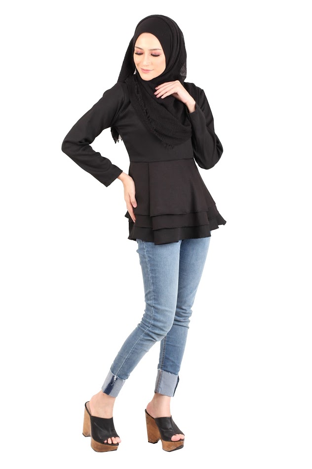 QA-445 Layered Blouse Collection Black