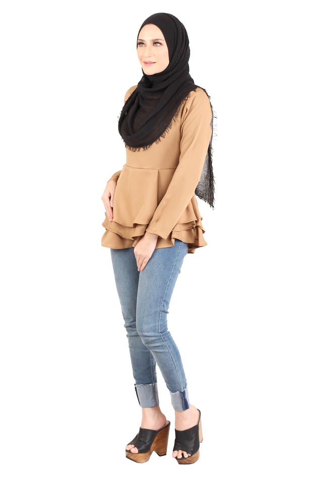 QA-445 Layered Blouse Collection Brown