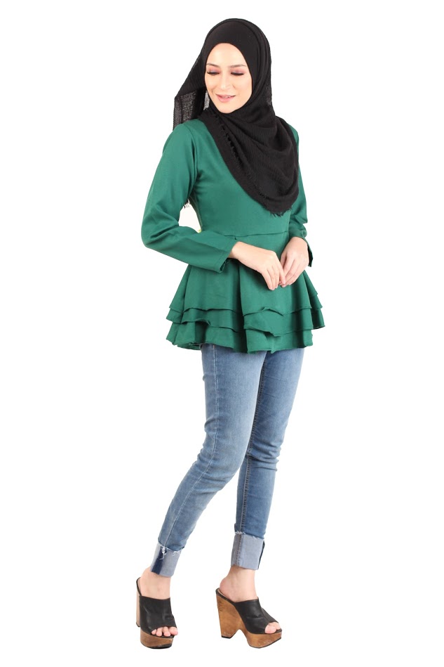 QA-445 Layered Blouse Collection Green