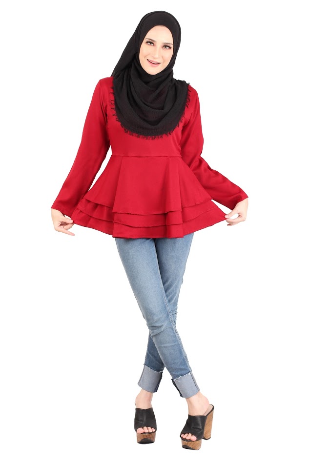 QA-445 Layered Blouse Collection Red