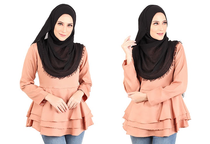 QA-445 Layered Blouse Collection Beige