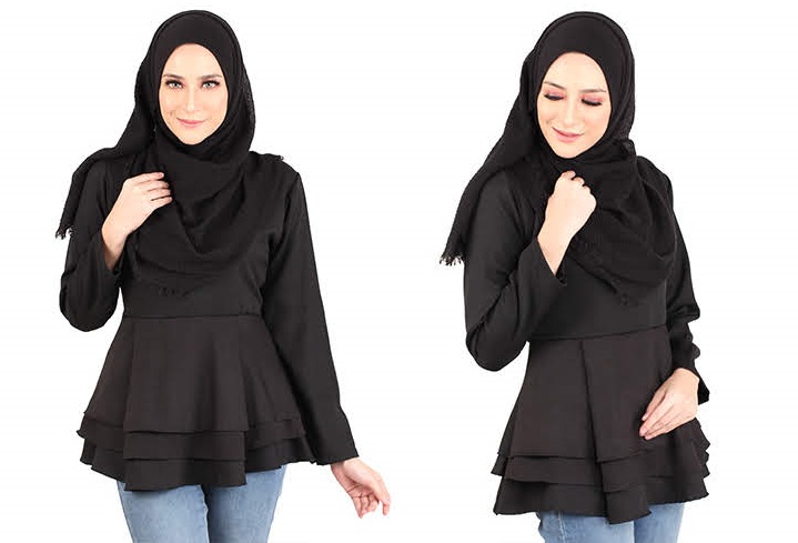 QA-445 Layered Blouse Collection Black