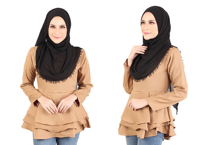 QA-445 Layered Blouse Collection Brown